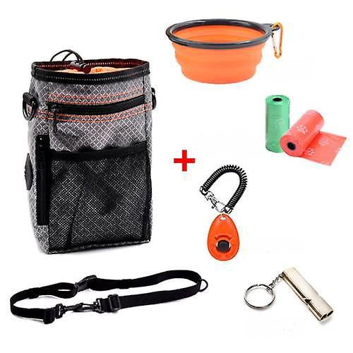 Dww-sac De Nourriture Multifonctionnel Pour Chien En Plein Air Rflchissant Avec Support Pour Sac Caca, Clicker Pour Chien, Sifflet D'entranement, Bol