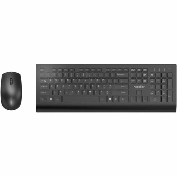 Rocstor Y10P037-B1 Wireless Keyboard Mouse Combo Wrls Premium Cw4 2.4ghz -1200 Dpi -black