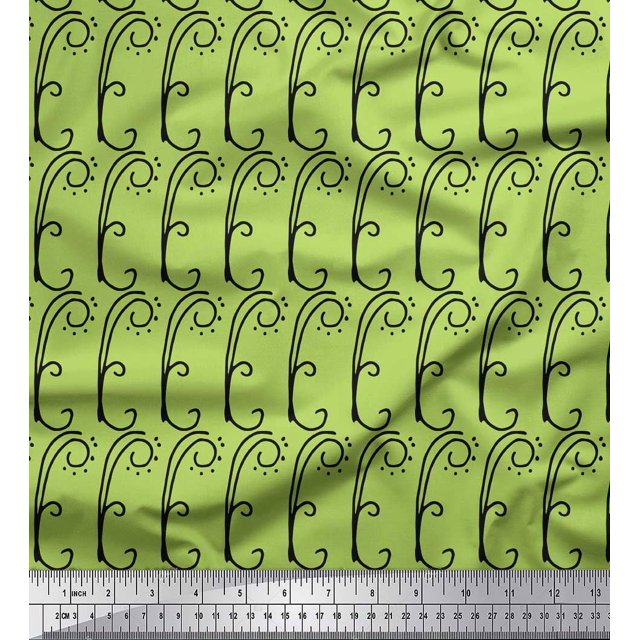 Soimoi Green Georgette Viscose Fabric Tendril & Abstract Print Fabric by the Yard 42 Inch Wide