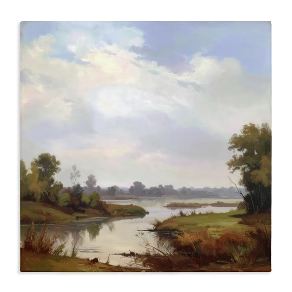 Stupell Industries Transitional Riverside Grove Landscape Canvas Art, 17 x 17, by Alonza Saunders