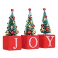 thumbnail image 4 of 3 piezas de mini árbol de Navidad de estilo rústico Mini árbol de Navidad JOY Letrero de madera Decoración de mesa, 4 of 10