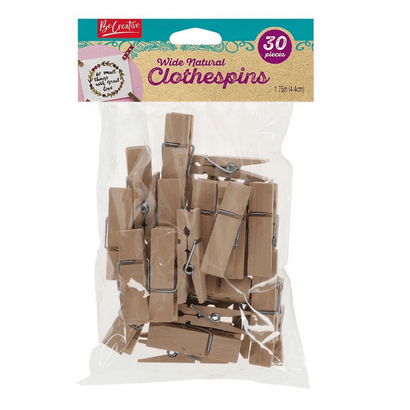 30 Pack Wooden Clothespins, Versatile for DIY Crafts, Artwork Holders, Photo Displays, Home Décor, Laundry Use, Durable, Creative Fun, Perfect for Endless Craft Projects