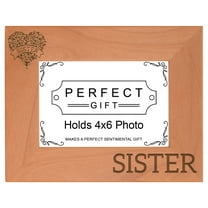 ThisWear Sister Floral Heart Banner Graduation Gift Twins Big Little Sis Wood Laser 4x6 Landscape Picture Frame