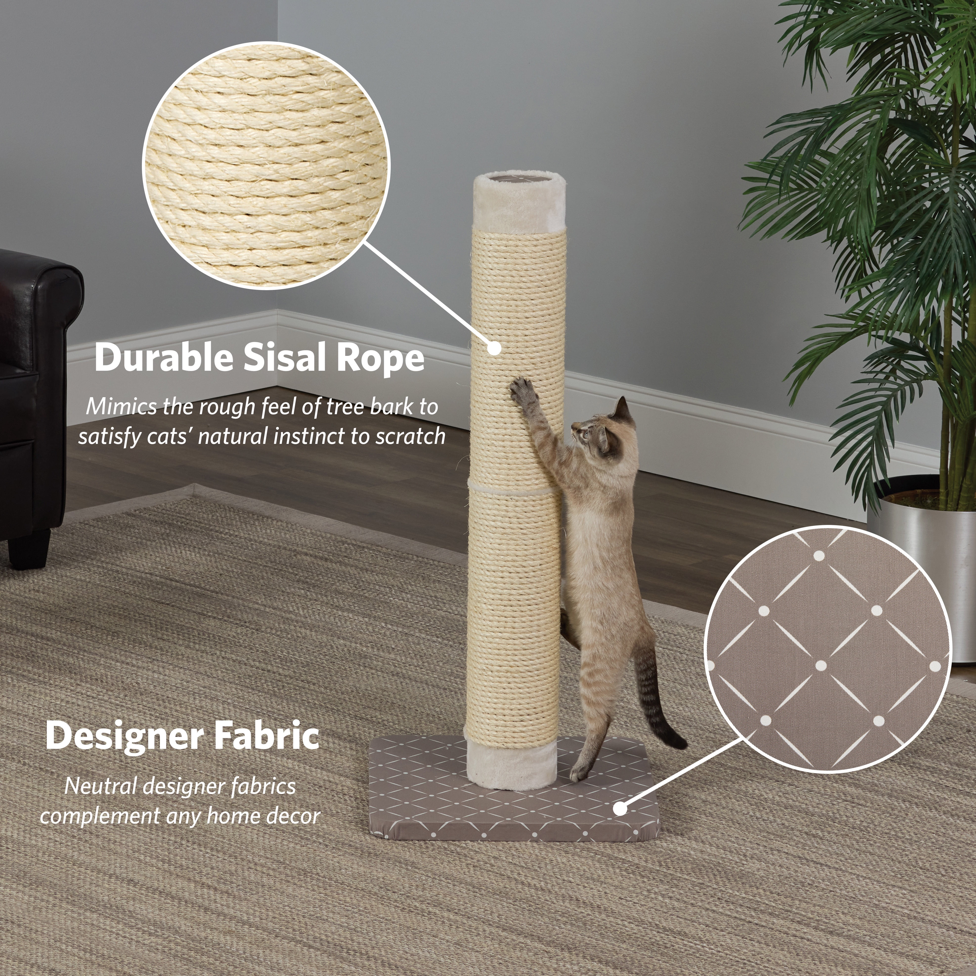 MidWest Homes for Pets Forte 41" Cat Scratching Post, Mushroom and White, XXL Cat Post