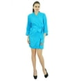 thumbnail image 1 of Bimba Women Short Solid Belt Robe Soft Modal Cotton Wrap Round Plain Bath Robe, 1 of 9