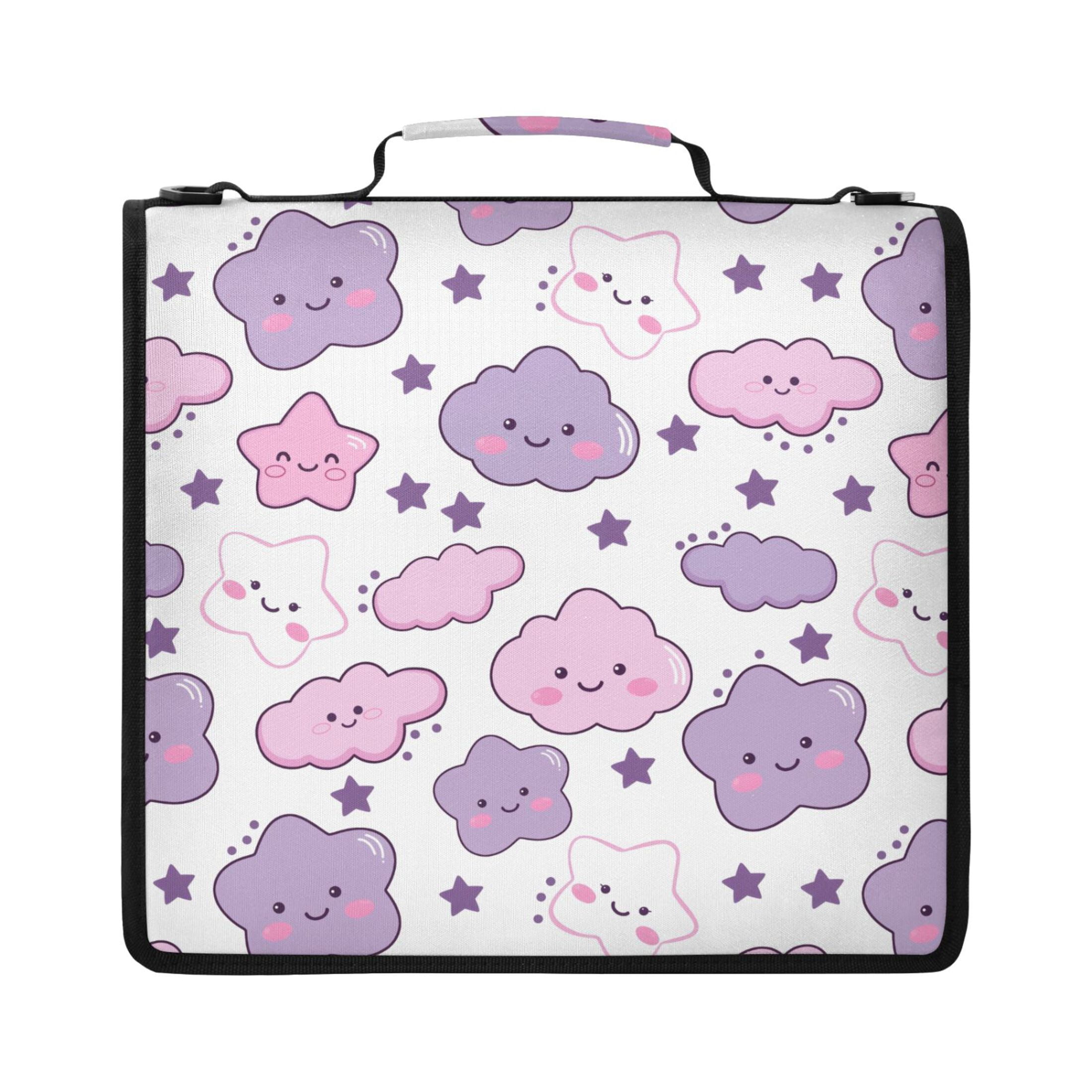 ALAZA Zipper Binder Cute Stars Cloud Pattern 2 inch 3 Ring 500 Sheet Capacity Trapper Keeper File Folder Organizer Bag
