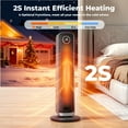 thumbnail image 5 of Space Heater Indoor, 25" Electric Heaters with Remote, 75° Oscillation, ECO Mode, 12H Timer, 30dB Quiet Heating, Safe Energy Efficient Heaters for Large Room, Bedroom, 5 of 9