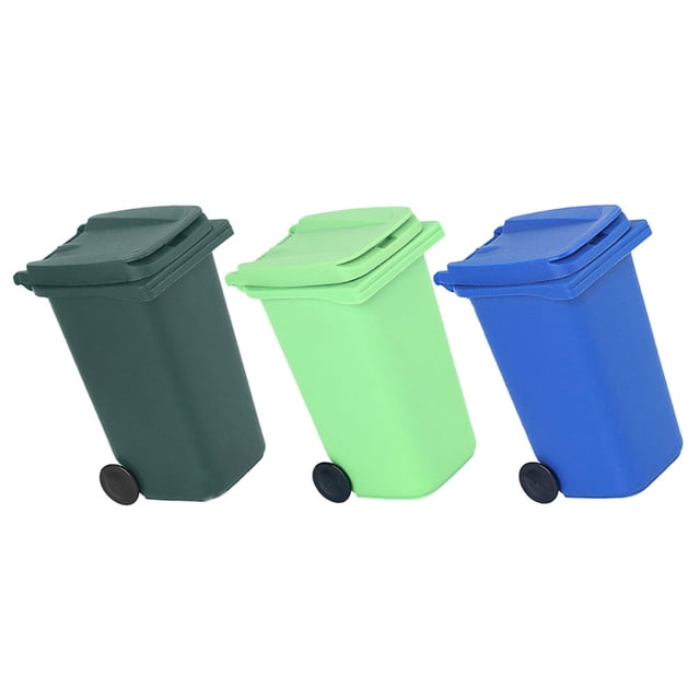 OUNONA 3pcs Hinged Lid Trash Can Plastic Odor Prevention for General Users Office Use
