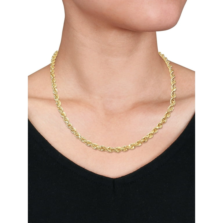 14k Yellow Gold 5mm Rope Chain Necklace - Walmart.com