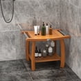 thumbnail image 4 of Gymax Teak Wood Shower Bench 2-Tier Wooden Shower Stool w/ Curved Seat Handles Small, 4 of 10