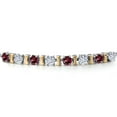 thumbnail image 4 of Gem Stone King 925 Silver and 10K Yellow Gold Red Rhodolite Garnet and White Moissanite Bracelet for Women | 2.40 Cttw | Gemstone January Birthstone | Round 4MM | Adjustable up to 9 inch, 4 of 8