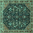thumbnail image 1 of Ahgly Company Machine Washable Indoor Square Persian Turquoise Blue Traditional Area Rugs, 5' Square, 1 of 4