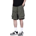 thumbnail image 2 of Domuza Men's Multi-Pockets Loose Cargo Shorts Elastic Waist Casual Workout Jogger Shorts Relaxed Fit Outdoor Work Shorts Green L, 2 of 6