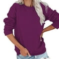 thumbnail image 6 of ZHENHONG T Shirts for Women,Fashion Casual Solid Color Round Neck Tops Long Sleeve Drop Shoulder Classic Shirt,Purple Women Blouses, 6 of 7