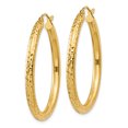 thumbnail image 2 of 14K Yellow Gold Diamond Cut 3mm Round Hoop Earrings, 2 of 3