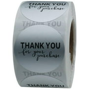 Hybsk Silver Foil Thank You for Your Purchase Stickers 1.5" Round 500 Labels per Roll (Silver)