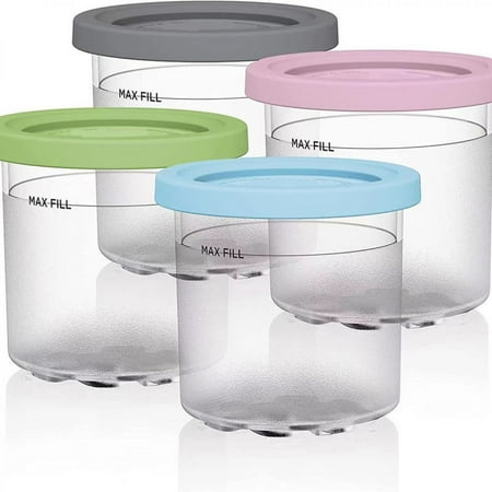 

4Pcs Ice Cream Pints Cup Ice Cream Containers with Lids for Ninja Creami Pints Safe & Leak Proof Ice Cream Pints Kitchen Accessories for NC301 NC300 NC299AMZ Series Ice Cream