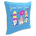 thumbnail image 3 of Jordan Manufacturing 16" x 16" Gnome Sweet Gnome Blue Novelty and Multicolor Stripe Reversible Square Outdoor Throw Pillow with Welt, 3 of 11