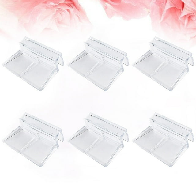 BESTYASH 6Pcs Acrylic Aquarium Clips Transparent Fish Tank Glass Cover Holders Easy Use Accessories
