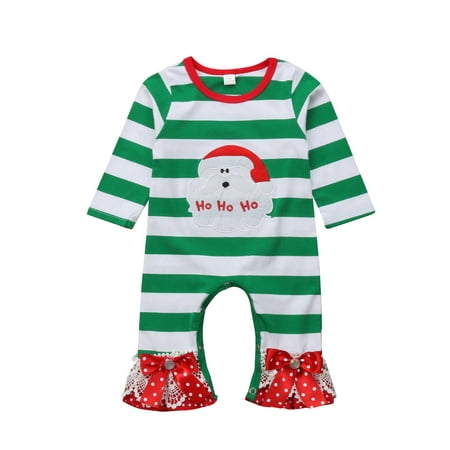 

Binpure Girls Boys Christmas Romper Striped Jumpsuit One-piece Bodysuit