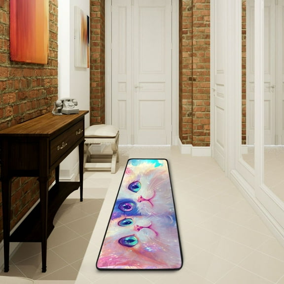 Twinkle Cats Runner Rug Non Slip 72×24 in Ares Rugs for Bedroom Bathroom Living Room