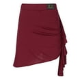 thumbnail image 6 of CHICTRY Womens Latin Rumba Dance Costume Ruffles Ruched Side Skirt Solid Color Shirring Dance Skirt Burgundy XL, 6 of 7