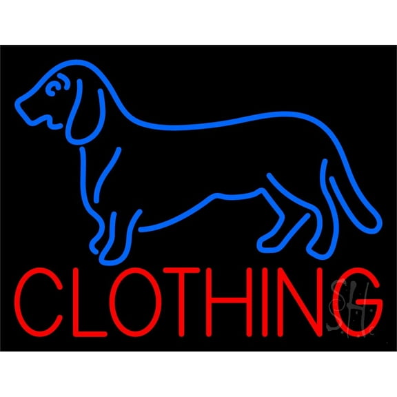 Dog Clothing LED Neon Sign 24" Tall x 31" Wide - inches Black Square Cut Acrylic Backing, with Dimmer - Premium built indoor Sign for Club, Home décor, Event, Workshop, Storefront.