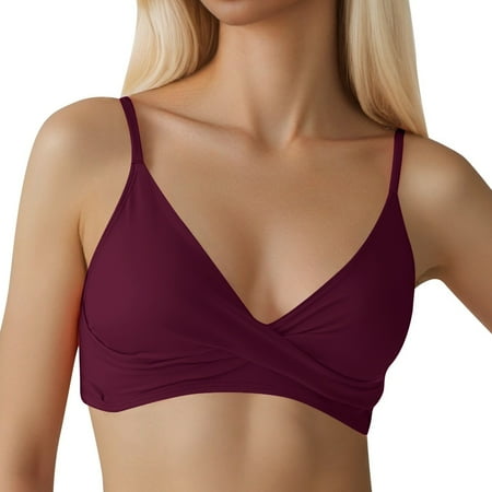 XJDJHC Bikini Tops For Women Fashion Sexy Solid Color Push Up Swimsuit Women s Beach Vacation Top Beach Vacation Clothes