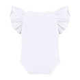 thumbnail image 3 of FYMNSI Baby Girl Clothes 3Pcs Ruffle Romper Shorts Headband Set Infant Summer Birthday Outfits 6-12 Months, 3 of 7