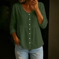 thumbnail image 6 of Womens Summer Cotton Linen Shirts Short Sleeve V Neck Button Down Blouse Casual Loose Beach Tee Tops, 6 of 6