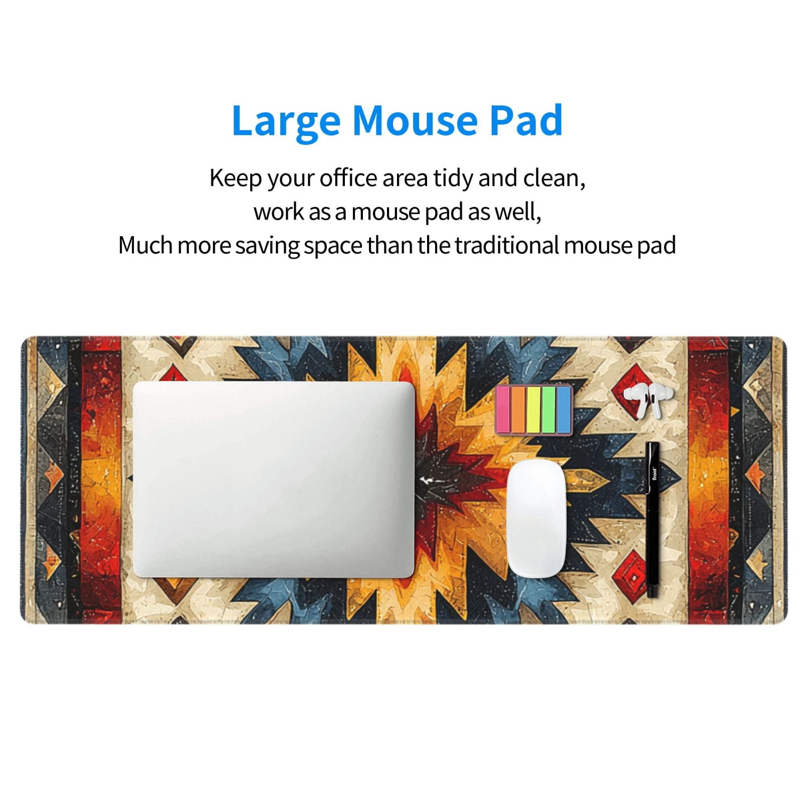 Native Southwest Tribal Patterns Art Mouse Pad Extended Large Gaming Mousepad Non-Slip Rubber Big Keyboard Desk Mat 31.5 X 11.8 Inch
