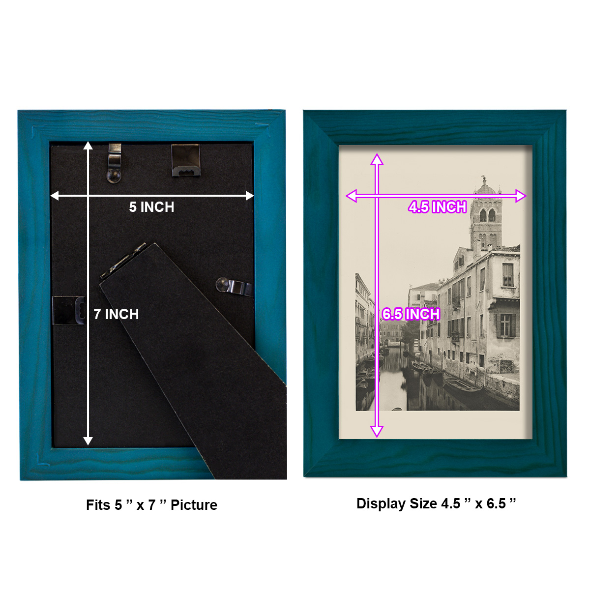 Vintage Views of Venice VII - Framed Print w/glass - Ocean Blue