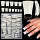 thumbnail image 1 of 120/504 piezas de puntas de uñas transparentes con forma de pato, media cobertura, extensiones de ABS para manicura francesa., 1 of 5