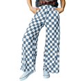 thumbnail image 1 of Pantalones Acelit a cuadros casuales para mujer con cintura elástica, color azul, 1 of 5