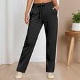 thumbnail image 4 of Sweatpants for Women 2025 Fall Winter Elastic Waist Drawstring Straight Leg Pants with Pockets Casual Trousers, 4 of 5
