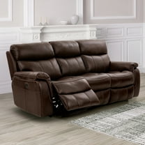 Furniture of America Colopolis Leather Brown Power Reclining Sofa with USB Port
