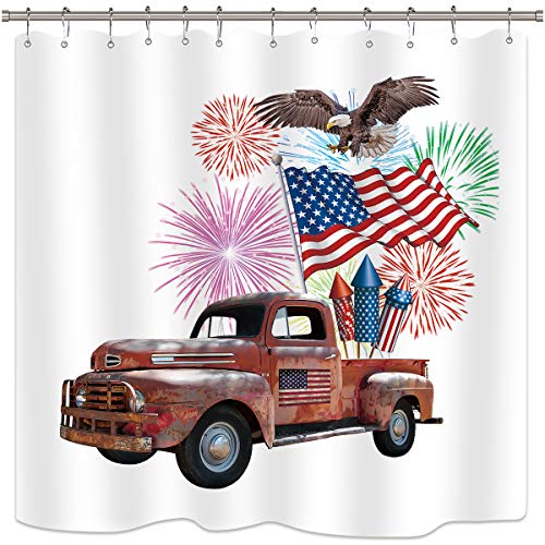 American Bald Eagle Flag Independence Day Shower Curtain Sets For Bathroom Decor