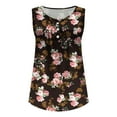 thumbnail image 3 of Wycnly Womens Tank Tops Summer Floral Print V-Neck Sleeveless T Shirts Fashion Button Flowy Pleated Swing Henley Shirts Breathable Tunic Blouse Vest Black m Clearance Under $5, 3 of 3