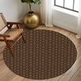 thumbnail image 2 of Round Rugs 5Ft, Dark Brown Rattan Round Area Rug Washable Indoor Throw Carpet, Vintage Abstract Wicker Texture Soft Non Slip Circle Rug for Cabinet Bathroom Home Decor Aesthetic, 2 of 8