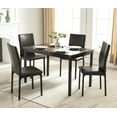 thumbnail image 3 of Mainstays 5 Piece Faux Marble Dining Table and 4 PU Chairs Set, Black Color, Set of 5 for Kitchen, 3 of 8