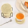 thumbnail image 5 of Pale Yellow Coasters with Holder for Coffee Table 6 Pcs Drink Coaster Sets Absorbent for Home Decor 4 inch, 5 of 7