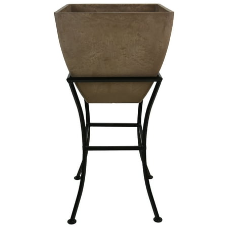 UPC 627606000083 product image for RTS Home Accents 16  Square Garden Planter with Wrought Iron Stand for Indoor or | upcitemdb.com