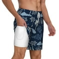 thumbnail image 2 of Balery Hawaii Palms Mens Swim Trunks Swim Shorts for Men Quick Dry Inseam Beach Shorts with Compression Liner Pocket-Small, 2 of 9