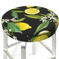 thumbnail image 3 of Xecao's Lemon Fruits Flowers Leaves Print Stool Covers offer stylish, washable protection for PU round bar stools, perfect for home or commercial use., 3 of 7