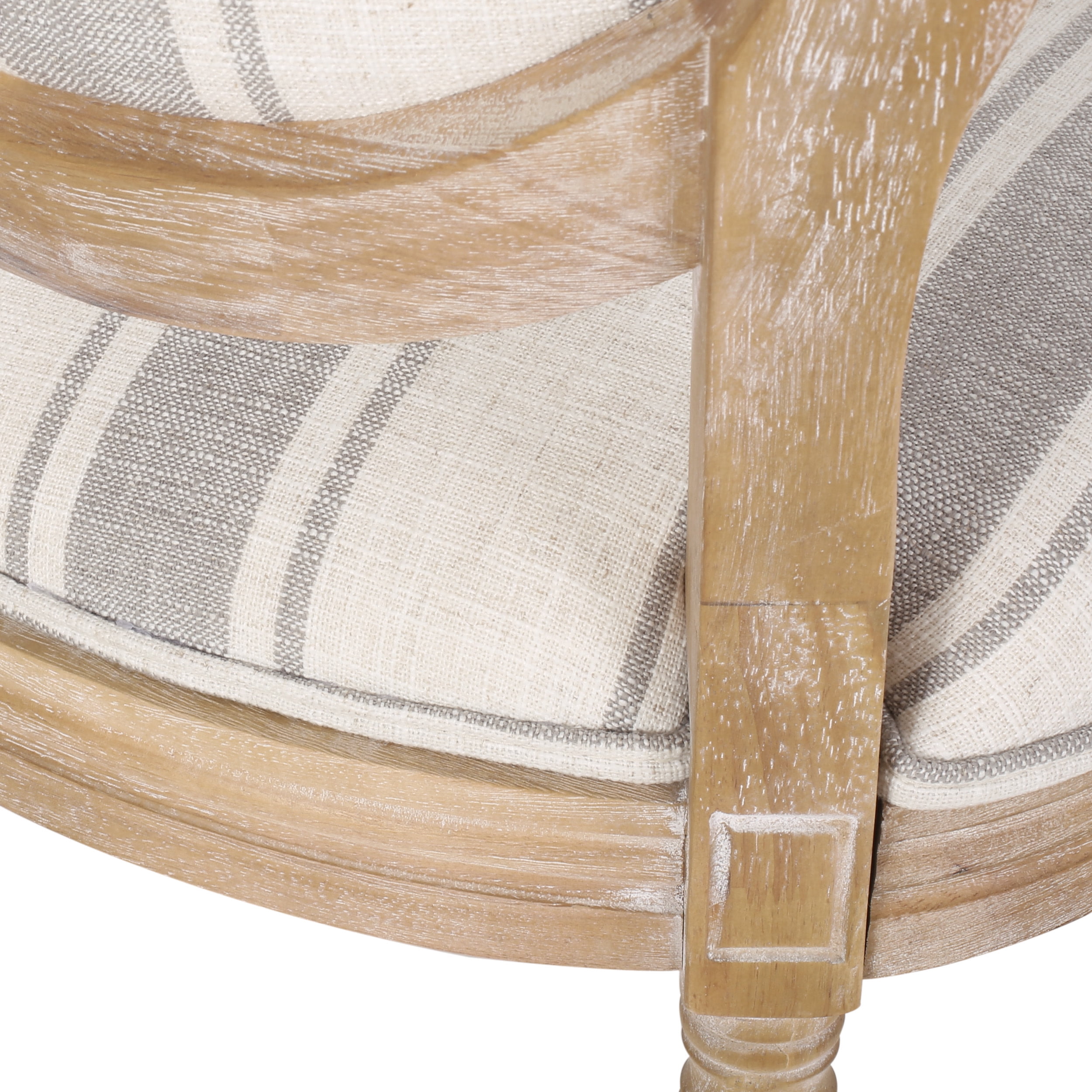 Noble House Dored Fabric and Wood 7 Piece Dining Set, Gray Stripe and White Print and Natural