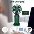 thumbnail image 4 of ZHAOCHENG Ventilador portátil, recargable por USB, pequeño ventilador de bolsillo de 5 velocidades con base, batería de 4200 mAh, ventilador de escritorio plegable para oficina y exteriores (verde), 4 of 5