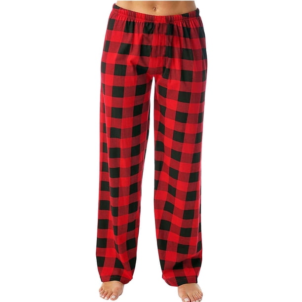 Pantalones de Mezclilla Gibobby para Mujer Moda Casual Cuadros Sueltos Deporte Pijama Negro Talla L
