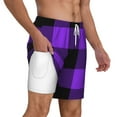 thumbnail image 3 of Balery Purple Buffalo Plaid Mens Swim Trunks Swim Shorts for Men Quick Dry Inseam Beach Shorts with Compression Liner Pocket-X-Large, 3 of 9