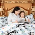 thumbnail image 4 of meiyoeat Blue Plaid Farm Cow Full Size Comforter Sets,Cute Animal Print Bedding Comforter Set For Girl,Reversible,3-Piece,1 Comforter and 2 Pillowcases, 4 of 7