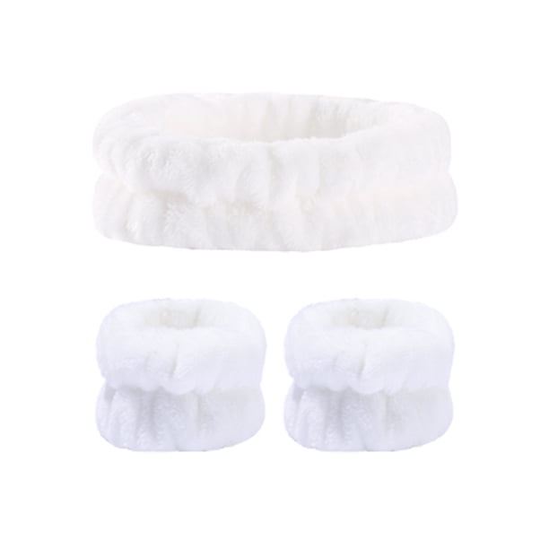 Venta al por mayor de bandas para el cabello para niñas, de color blanco liso, para usar maquillaje, bandas para el sudor sencillas, bandas para el cabello de franela